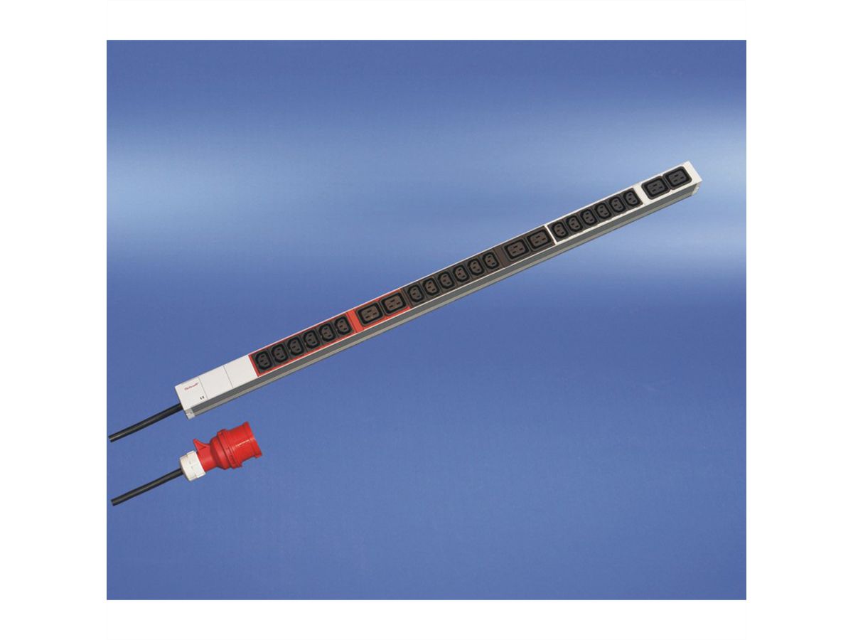 SCHROFF contactdoosstrip, IEC, 3-fase, 16 A, IEC 60309-stekker, 18 x IEC C13 / 6 x IEC C19