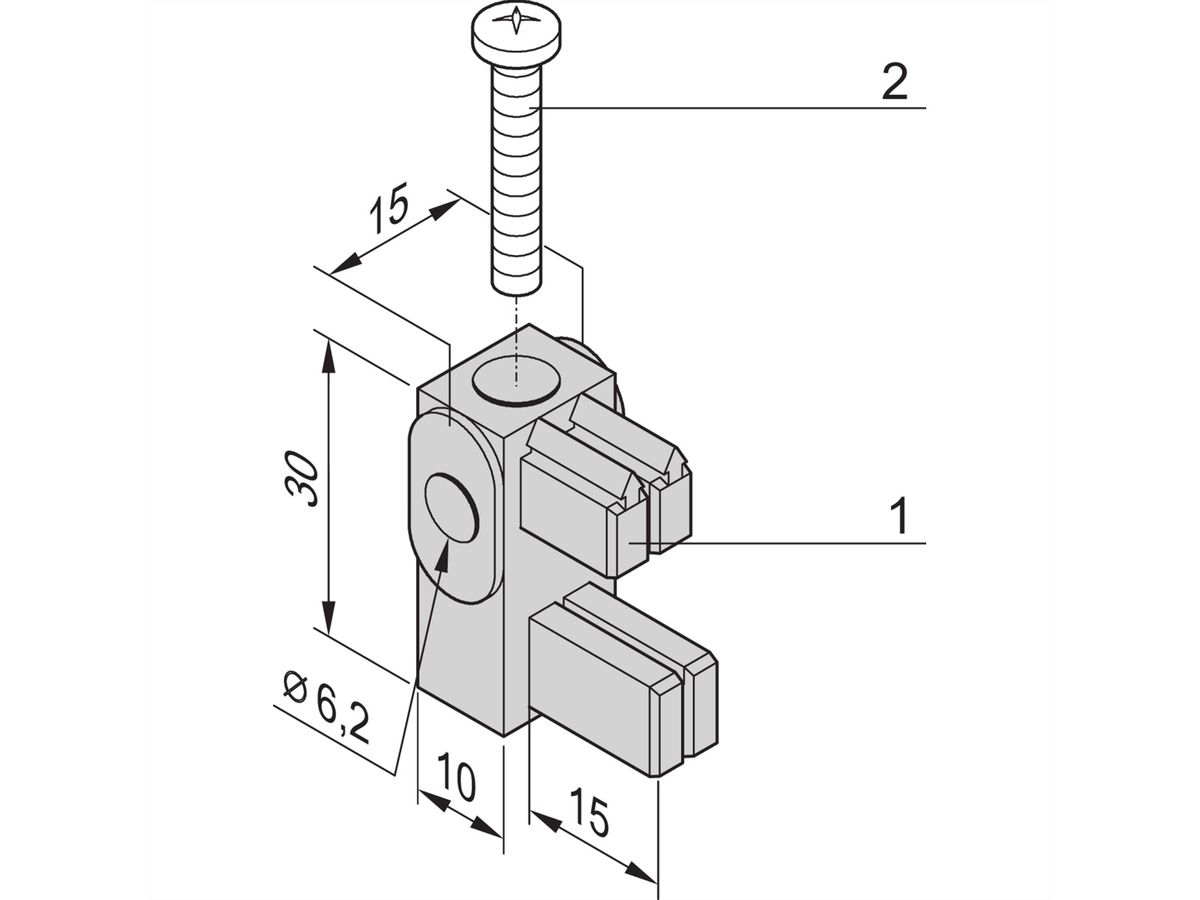 SCHROFF Mounting Bracket With Insulating Block for Busbar 1, 2 Poles