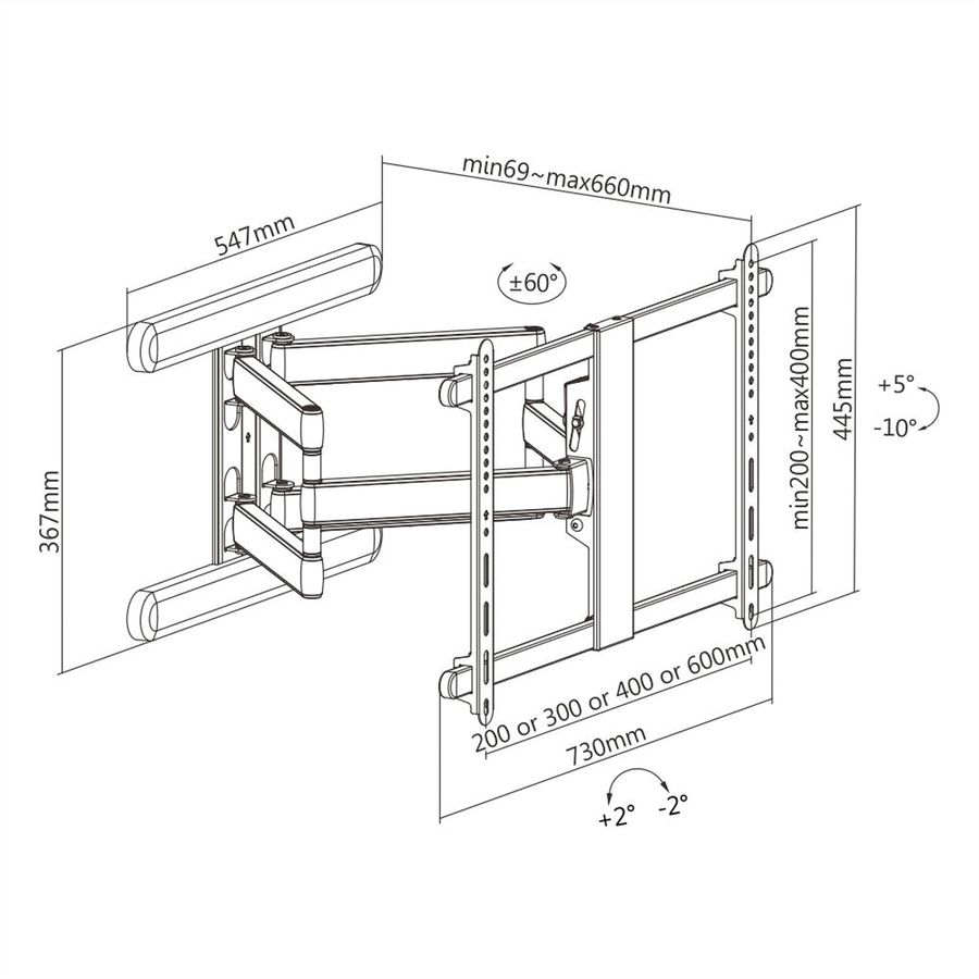 ROLINE PREMIUM TV-muurbeugel, zeer flexibel, max. 70 kg