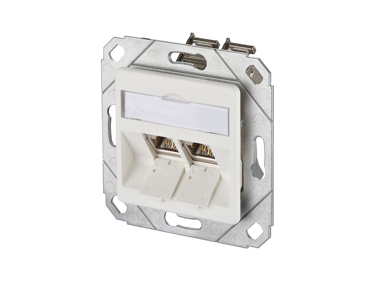 METZ CONNECT E-DAT modul 2 port flush mounted trunking installation Cat.6A, pure white
