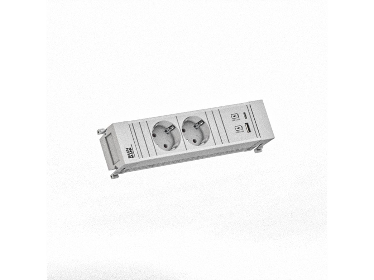 BACHMANN POWER FRAME 2xCEE7/3 1xUSB A/C 22W 0.2m GST18