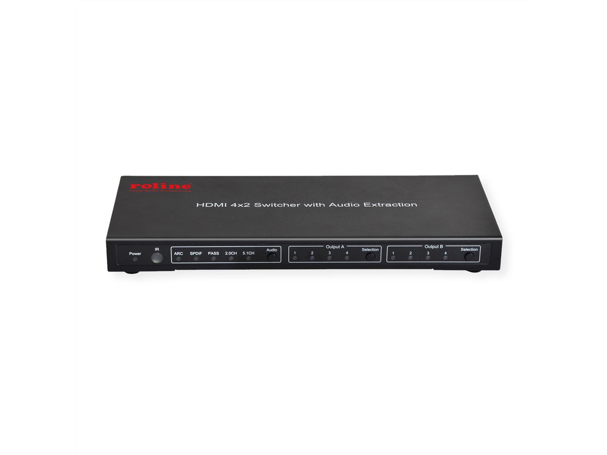 ROLINE 4K HDMI Matrix Switch, 4 x 2, with Remote Control