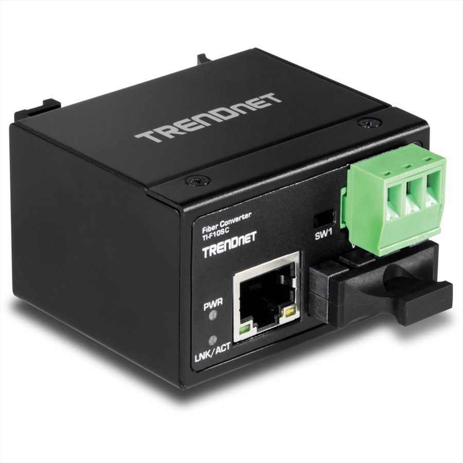 TRENDnet TI-F10SC Hardened Industrial 100Base-FX Multi-Mode SC Fiber Converter