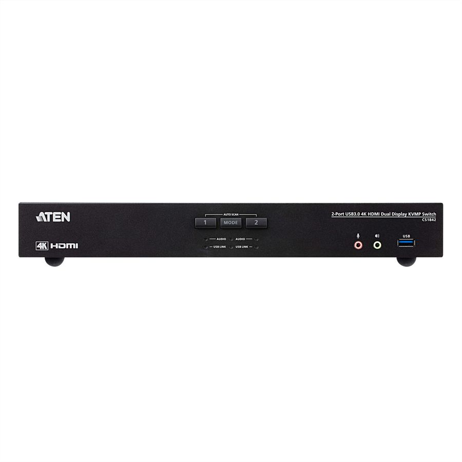 ATEN CS1842 2-Poorts True 4K HDMI Dual View KVM Switch met Audio & USB 3.0Hub