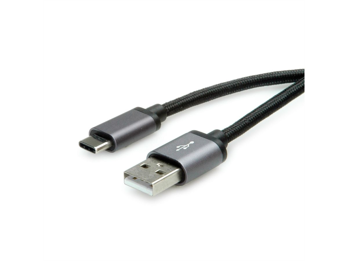 ROLINE USB 2.0 Kabel, C - A, M/M, zwart, 0,8 m