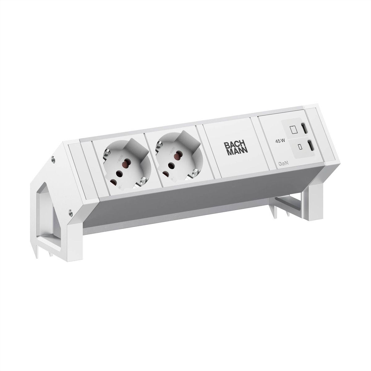 BACHMANN DESK2 ALU WHITE 2xP40, 1xUSB C/C 45W L=0.2m RAL9010