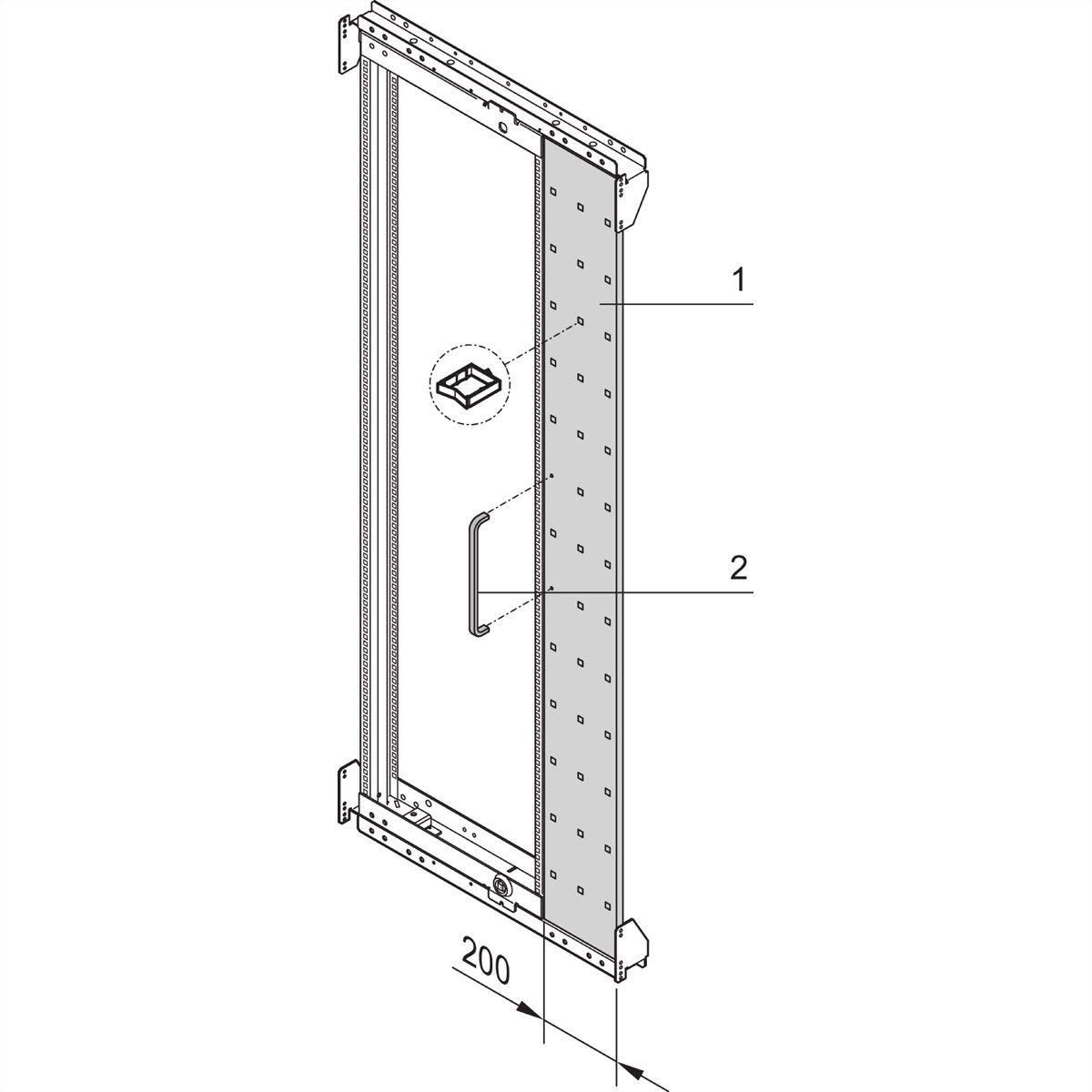 SCHROFF Varistar 19" Swing Cabinet Frame Trim, 38 U Asymmetrical Assembly