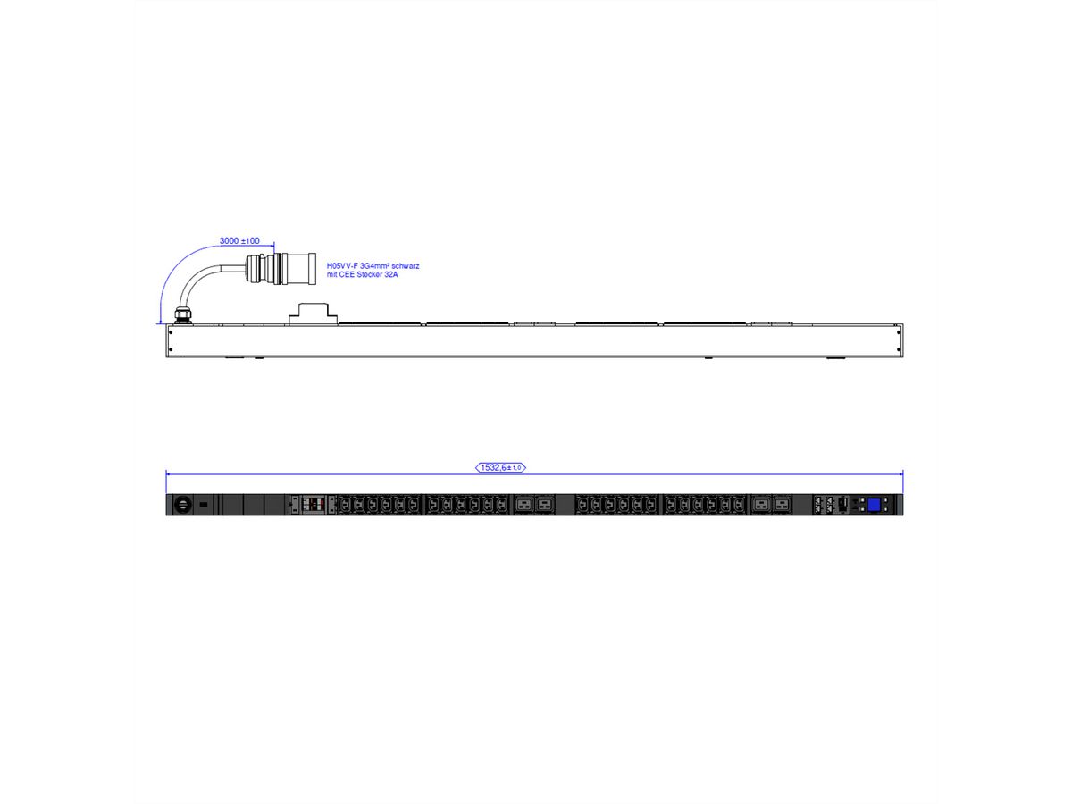BACHMANN BN7500 24xC13 4xC19 2xLS C16A, Meting per fase 3G4 CEE32A Lan Switching.p.D.