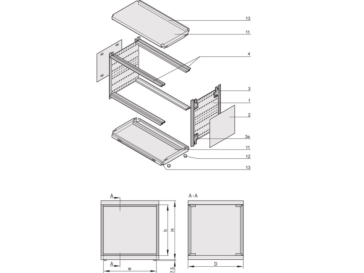 SCHROFF RatiopacPRO AIR bureaubehuizing, achteraf te plaatsen afscherming, frontpaneel, 6/7 HE, 84 HE, 495 mm