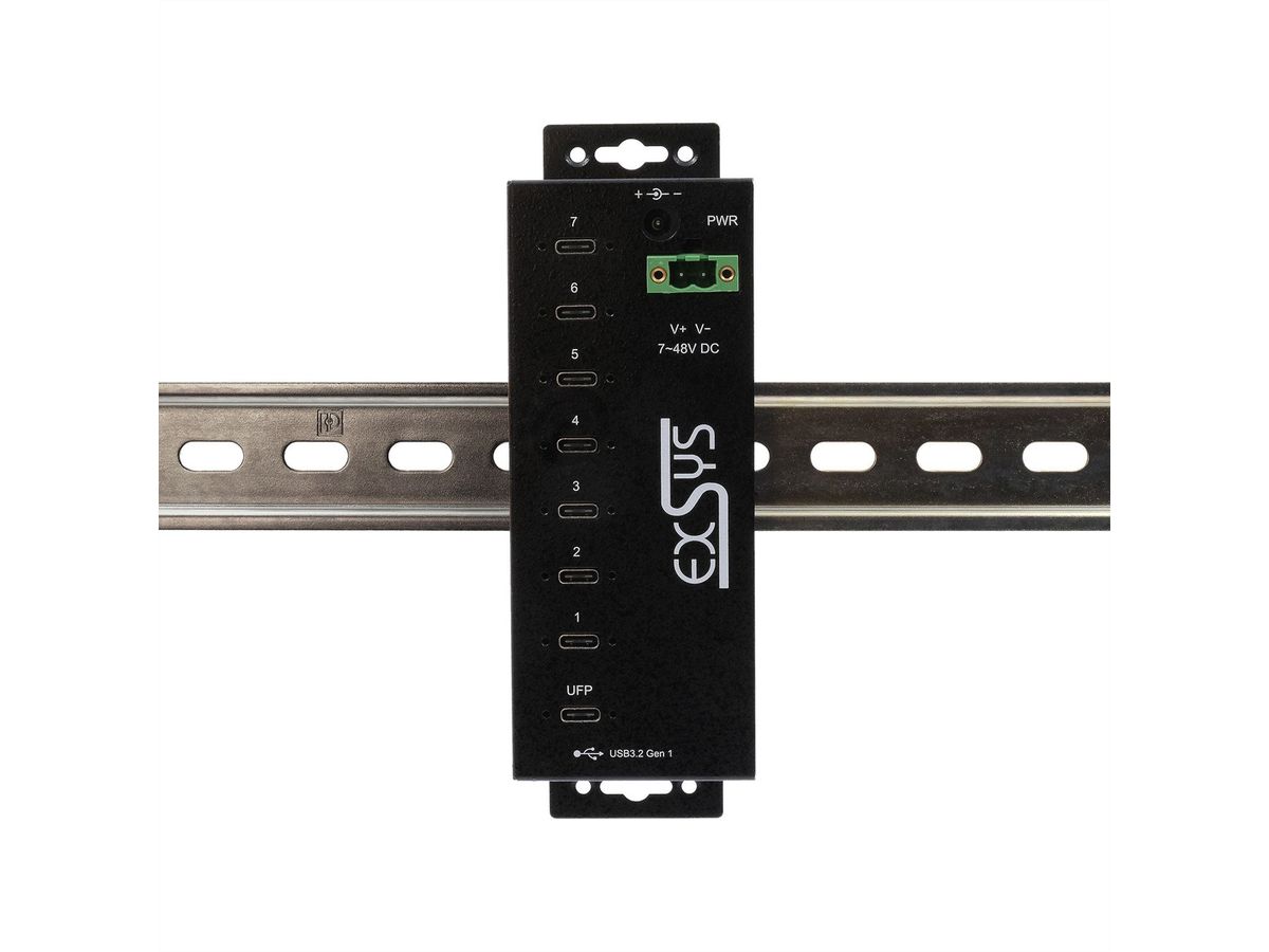 EXSYS EX-1537HMVS Managed 7-Port USB-C 3.2 Gen 1 Metall HUB mit 15KV EDS Überspannungsschutz