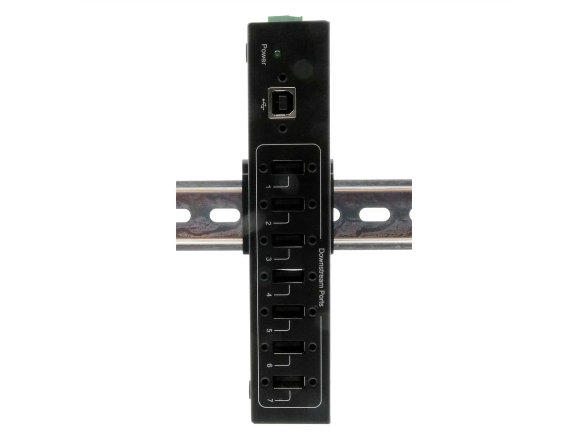EXSYS EX-11217HMVS 7-poorts USB 2.0 metalen HUB met voeding 5V/2A Genesys-chipset