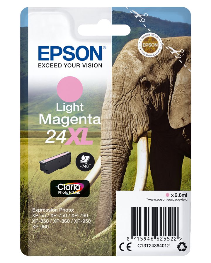 Epson Singlepack Light Magenta 24XL Claria Photo HD Ink