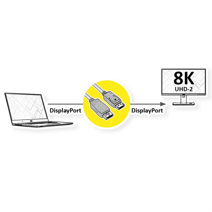 ROLINE DisplayPort Cable, v2.0, DP-DP, M/M, black, 1 m