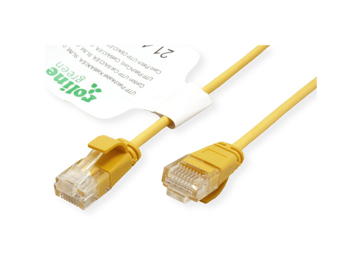 ROLINE GREEN UTP Data Center Patch Cord Cat.6A (Class EA), LSOH, Slim, yellow, 3 m