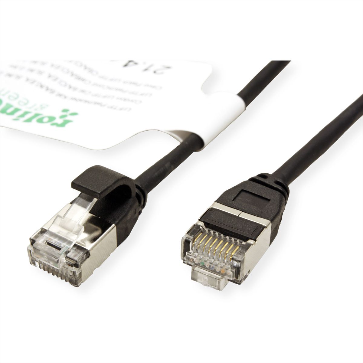 ROLINE GREEN F/UTP DataCenter Patchkabel Cat.6A (Class EA), LSOH, extra dun, zwart, 0,3 m