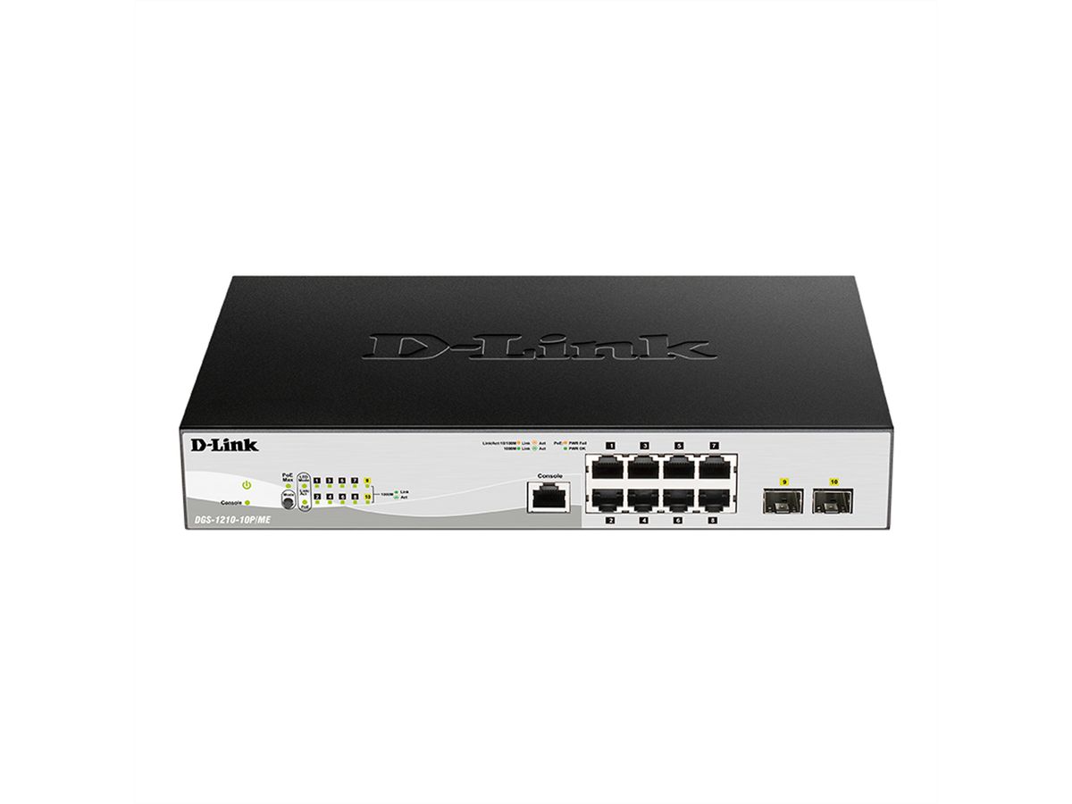 D-LINK DGS-1210-10P/ME/E 10-poorts switch, PoE Smart Managed ME Gigabit 78W