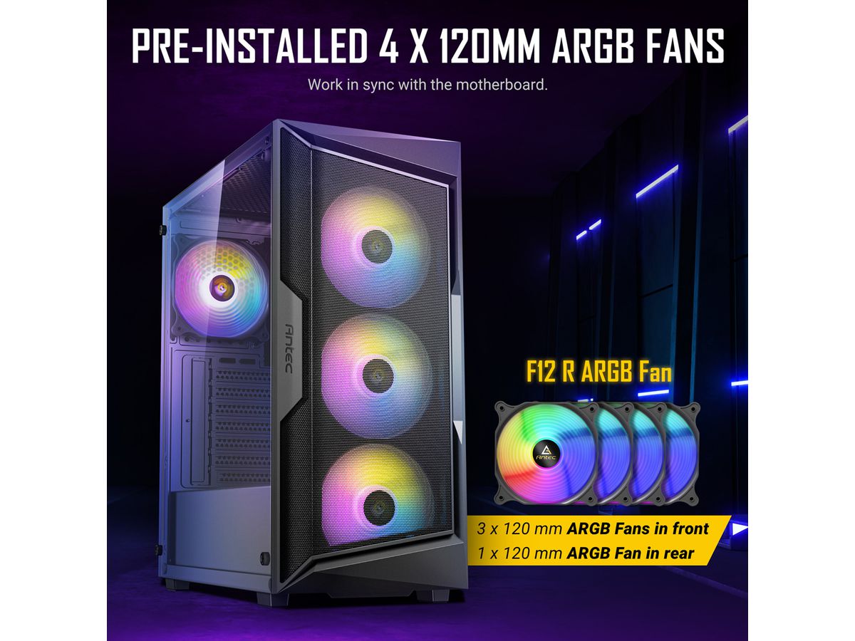 ANTEC AX61 Elite PC case Midi Tower Gaming ATX, black