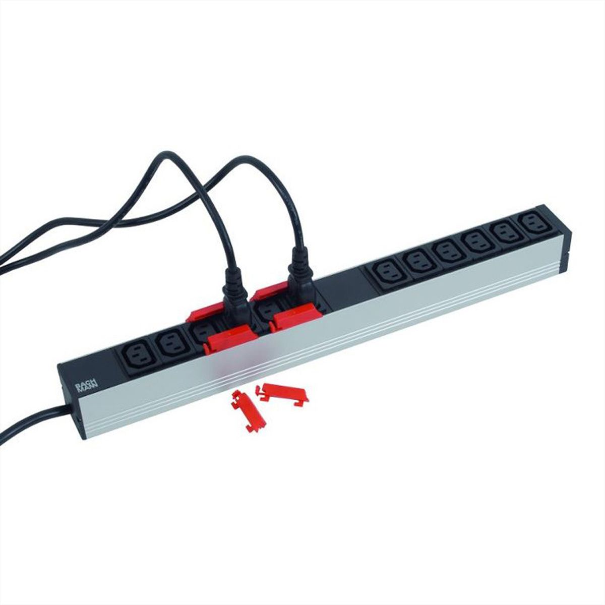 BACHMANN PDU locking clips, for C13 sockets, Set of 12, red