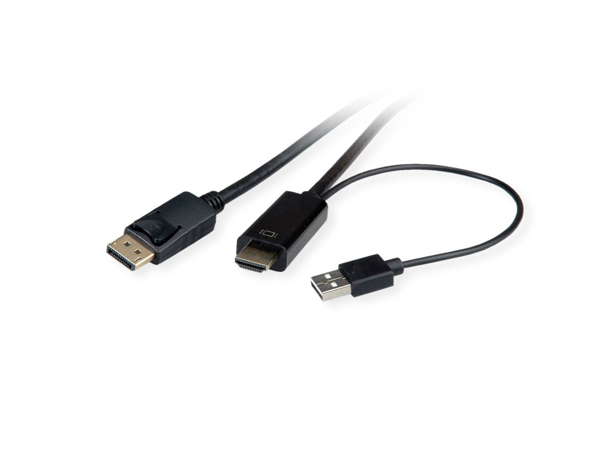 ROLINE Cable, UHDTV - DisplayPort, M/M, black, 3 m