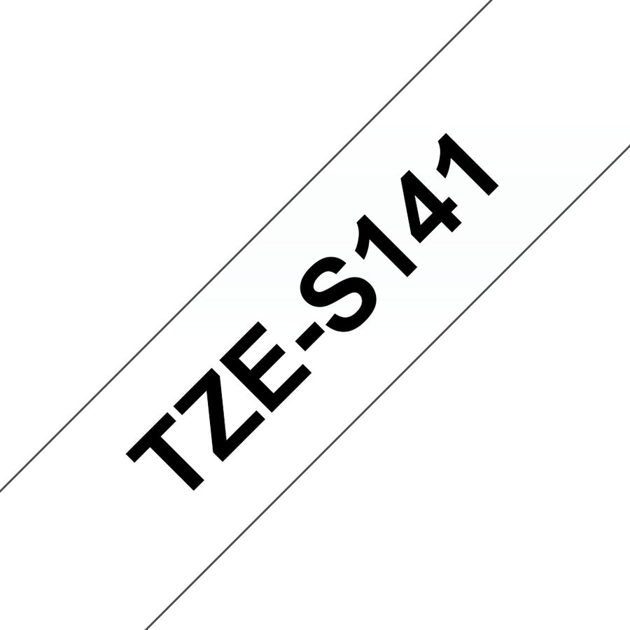 Brother Originele TZe-S141 sterk klevende label tapecassette - zwart op transparant, breedte 18 mm