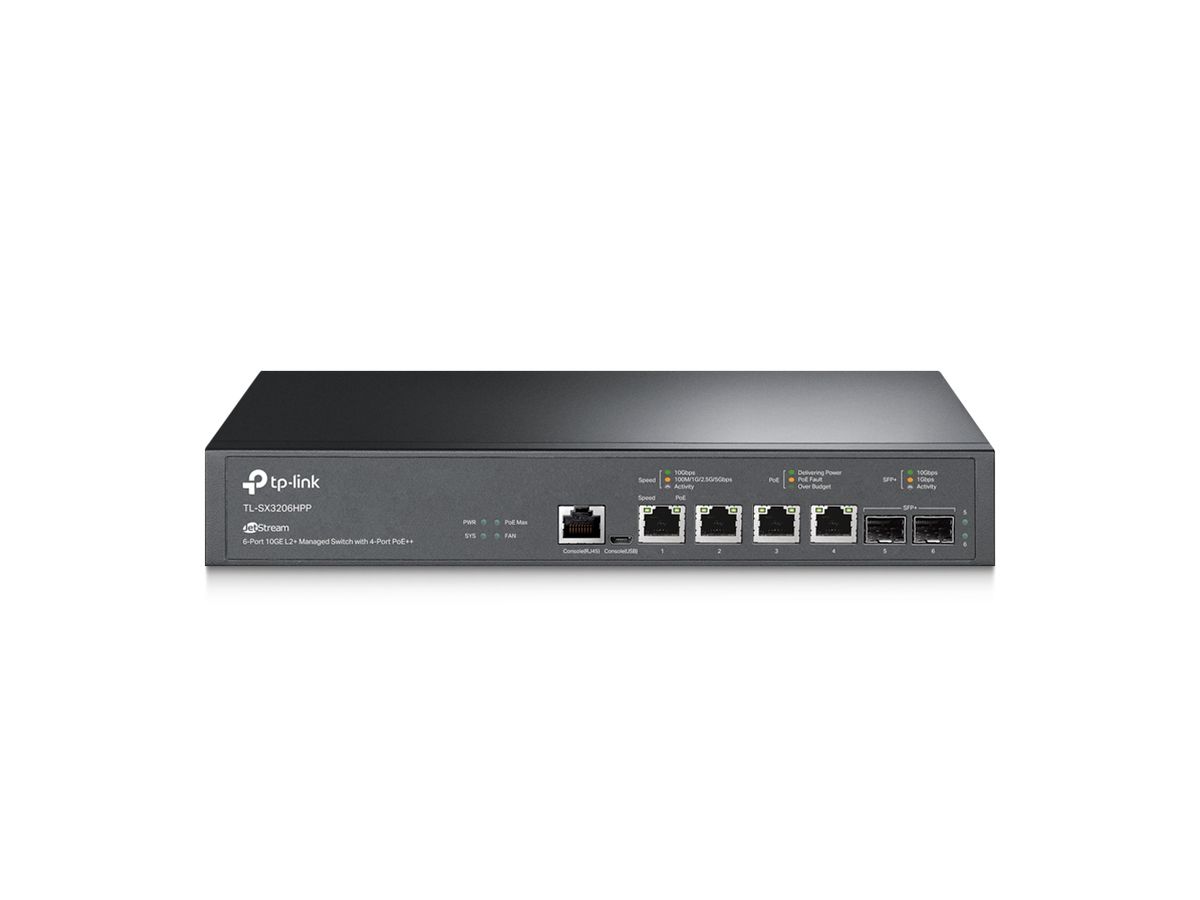 TP-Link JetStream TL-SX3206HPP netwerk-switch Managed L2+ 10G Ethernet (100/1000/10000) Power over Ethernet (PoE) Zwart