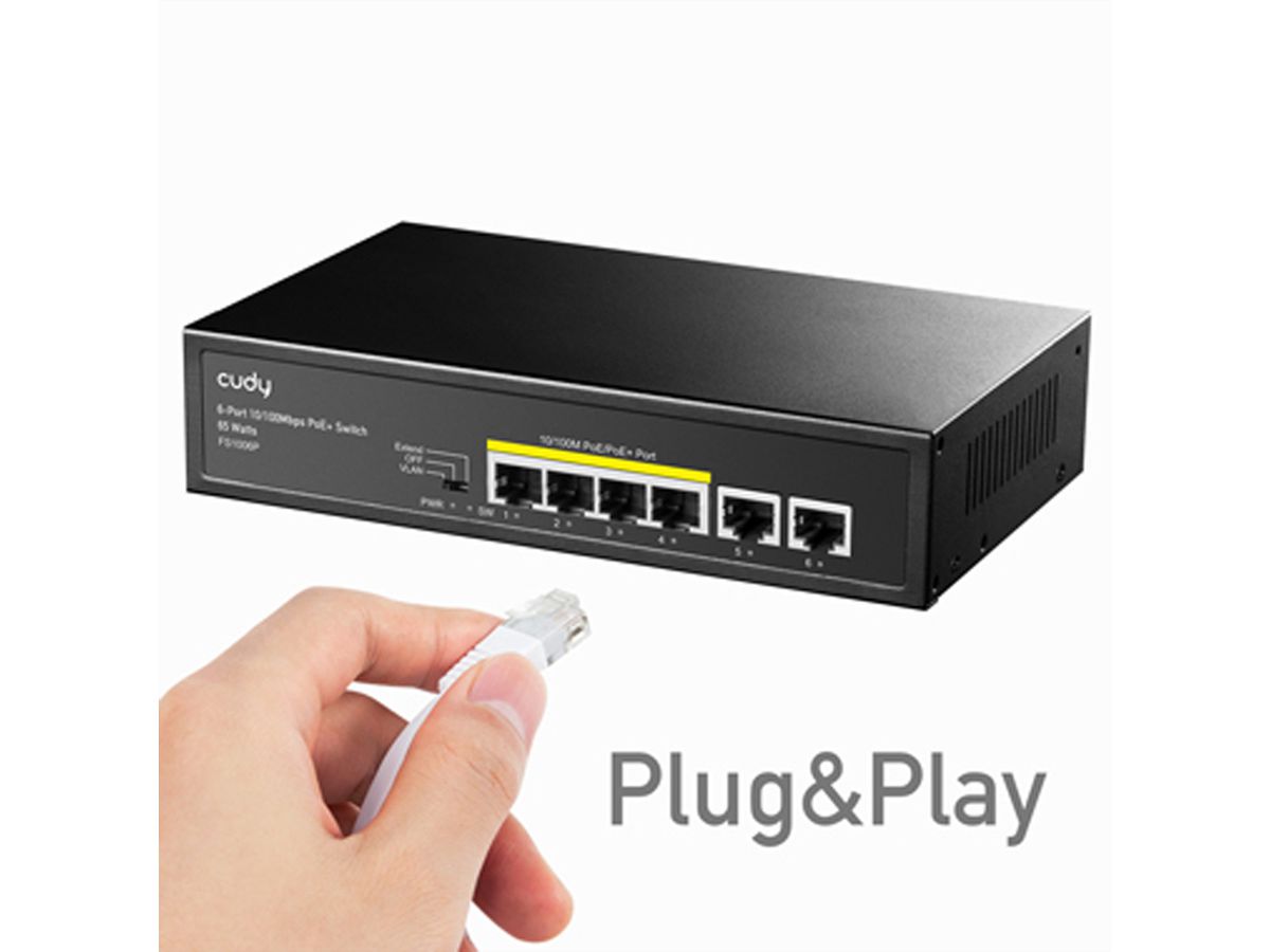 CUDY FS1006P 6-Port 10/100M PoE+ Switch 60W
