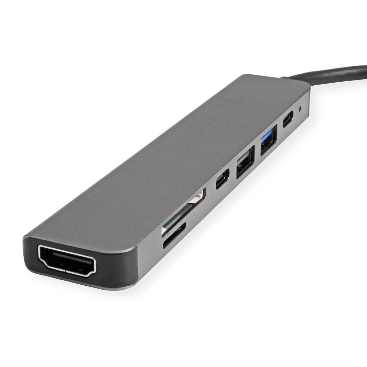 VALUE Dockingstation Type C, 1x 4K60 HDMI, 2x USB 2.0 (A+C) + 1x USB 3.2 Gen1 (A), 1x Type C (Power Delivery), 1x SD/TF