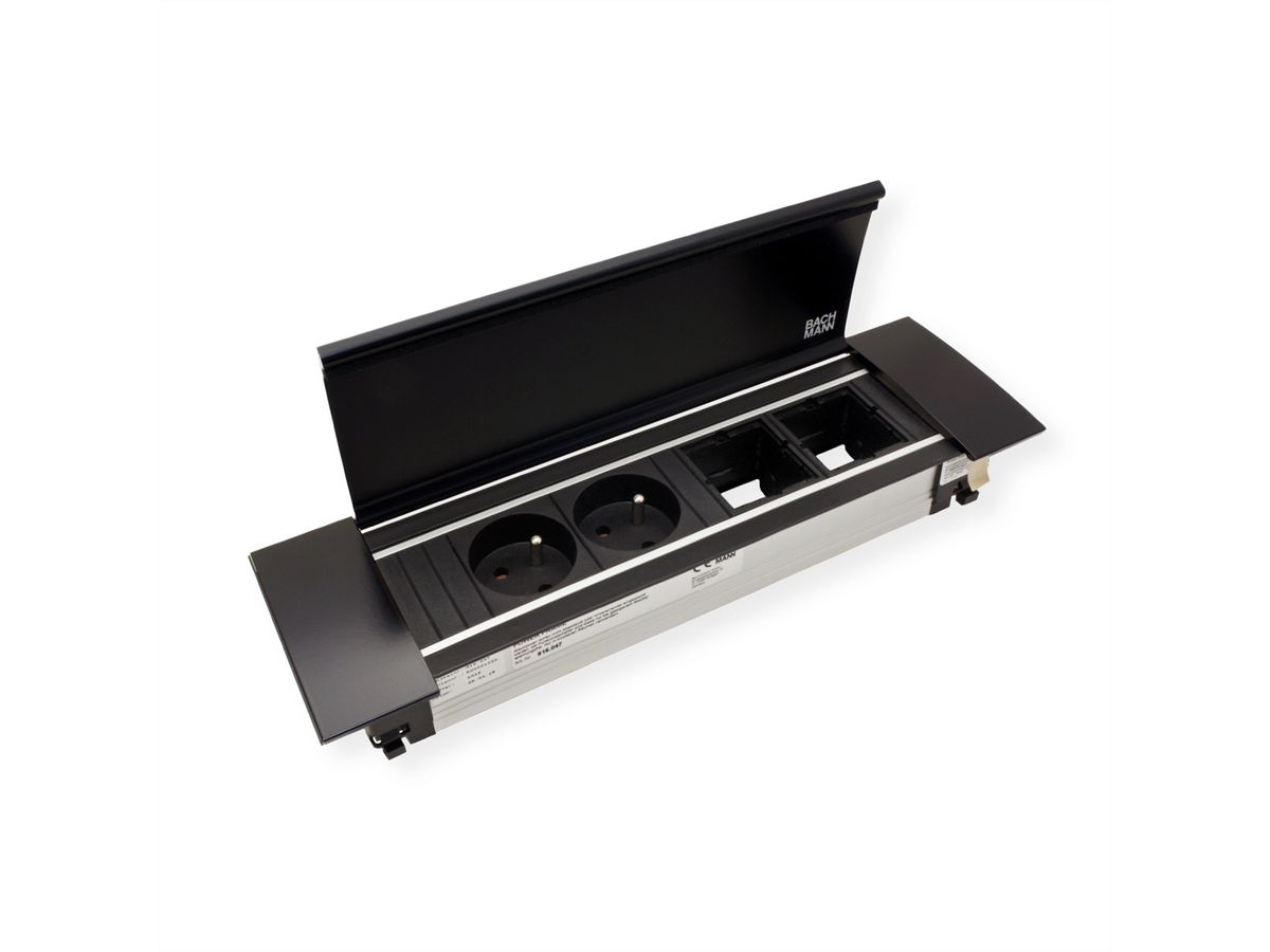 BACHMANN POWER FRAME COVER zwart ALU 4-voudig RAL9005