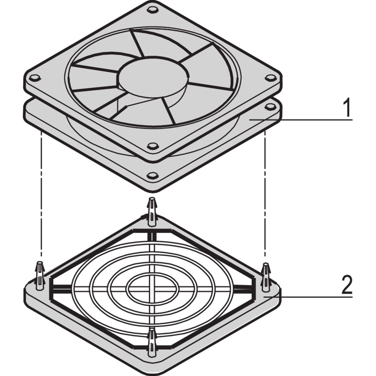 SCHROFF Novastar Opbouwventilator, Hoogte 25 mm, 84?90 m³/h