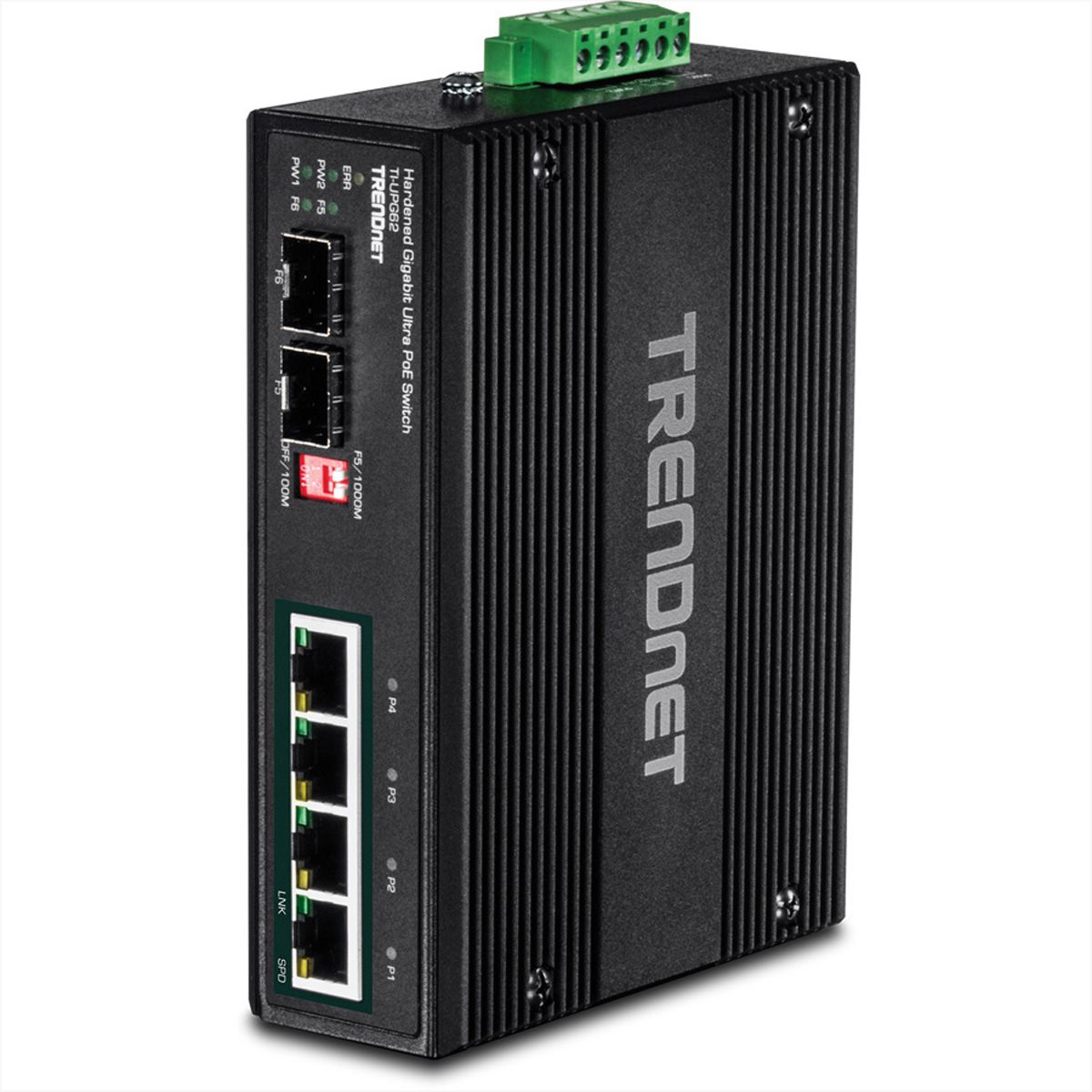 TRENDnet TI-UPG62 6-poorts Gigabit Switch Ultra PoE DIN-Rail Industrieel