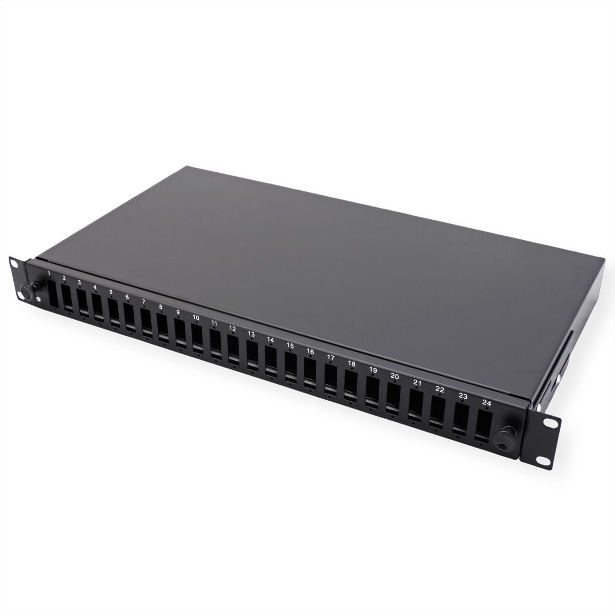 VALUE 19" FO Splice Box, empty, 1U, 24x SC DX / 24x LC quadruple, extendable