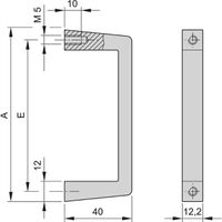SCHROFF voorste handgreep uit één stuk, breedte 12,2 mm, zwart geanodiseerd, 132 mm