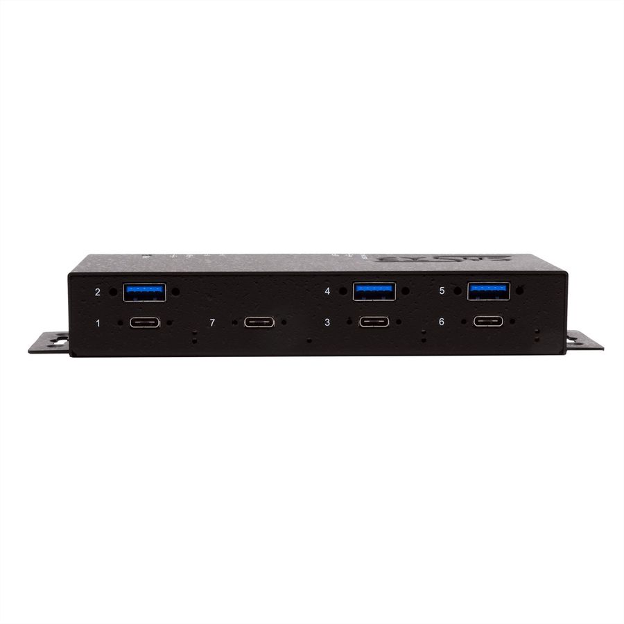 EXSYS EX-1237HMVS 7 Port USB 3.2 Gen2 Hub mit 4 x USB-C und 3 x USB-A Anschluss