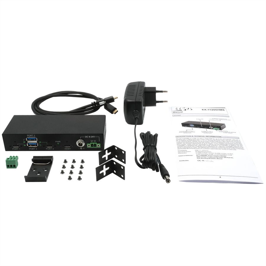 EXSYS EX-11295HMS 4 Port USB 3.2 Gen 2 HUB 2x C und 2x A-Ports