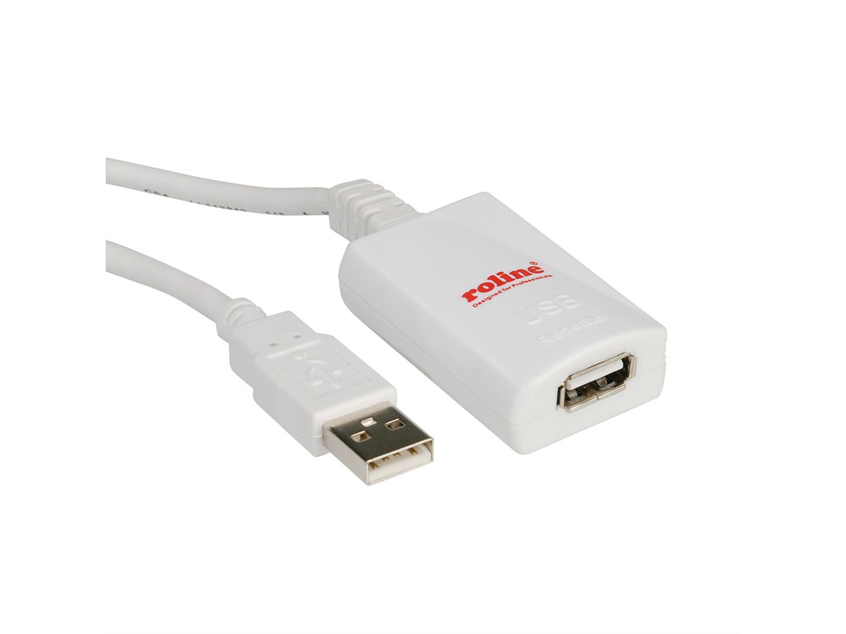 ROLINE USB 2.0 Extension Cable, 1 Port, white, 5 m