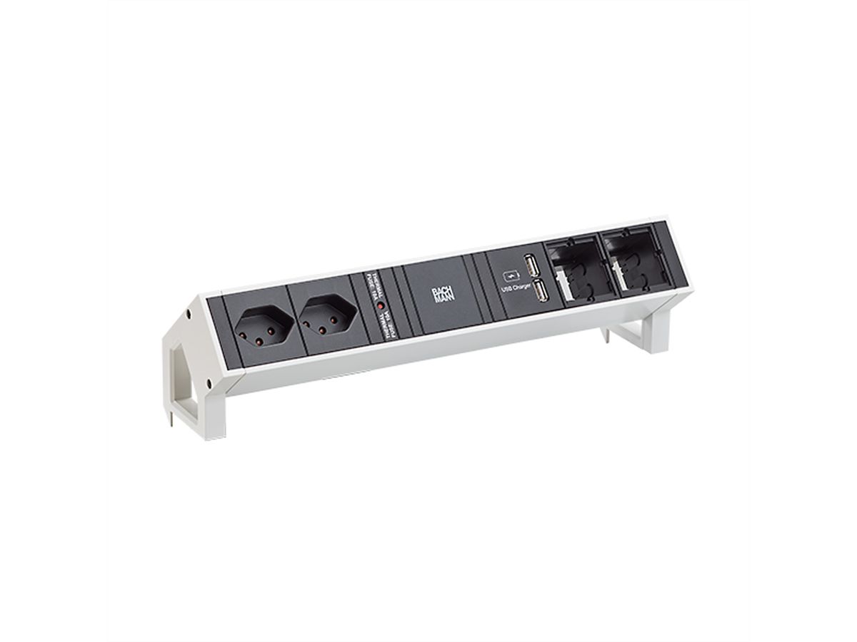 BACHMANN DESK2 2xT13 USB Charger 2xCM, Current 0.2m GST18 White Switzerland