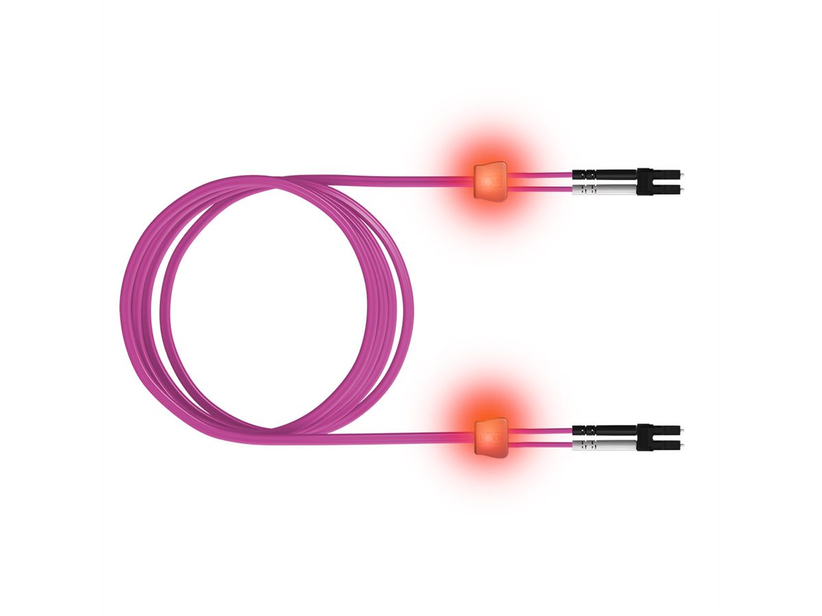 saCon glasvezel LED patchkabel duplex 50/125µm OM4, LC/LC, violet, 1 m