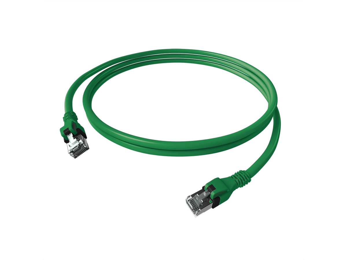 EasyLan DualBoot® PushPull Patch Cable Cat.6A (Class EA), S/FTP, RJ45 / RJ45, green, 2 m