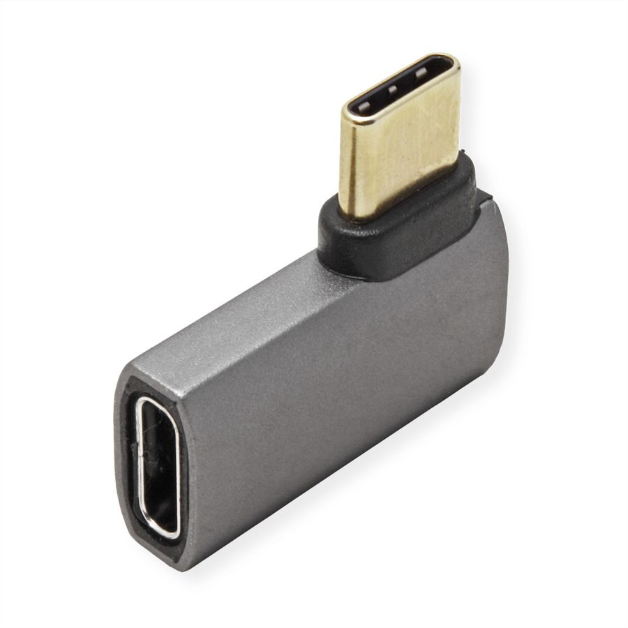 ROLINE Adapter, USB4 Gen 3x2, Aluminum, 90° flat, Type C, M/F, silver