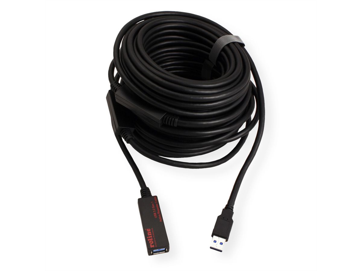 ROLINE USB 3.2 Gen 1 Active Repeater Cable, black, 20 m