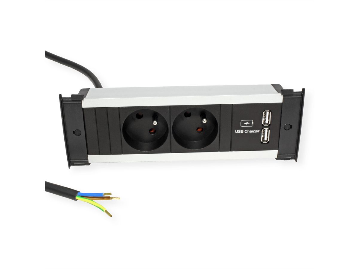 BACHMANN KAPSA S 2xUTE 1xUSB Charger power 2.0m CEE7/7