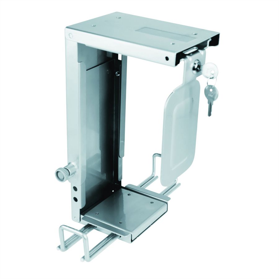 ROLINE Mini PC houder, afsluitbaar, zilver