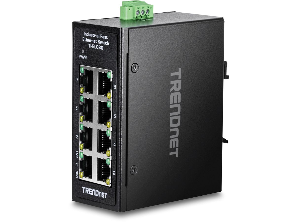 TRENDnet TI-ELC80 8-poorts Ethernet Mini Switch Industriële DIN-rail