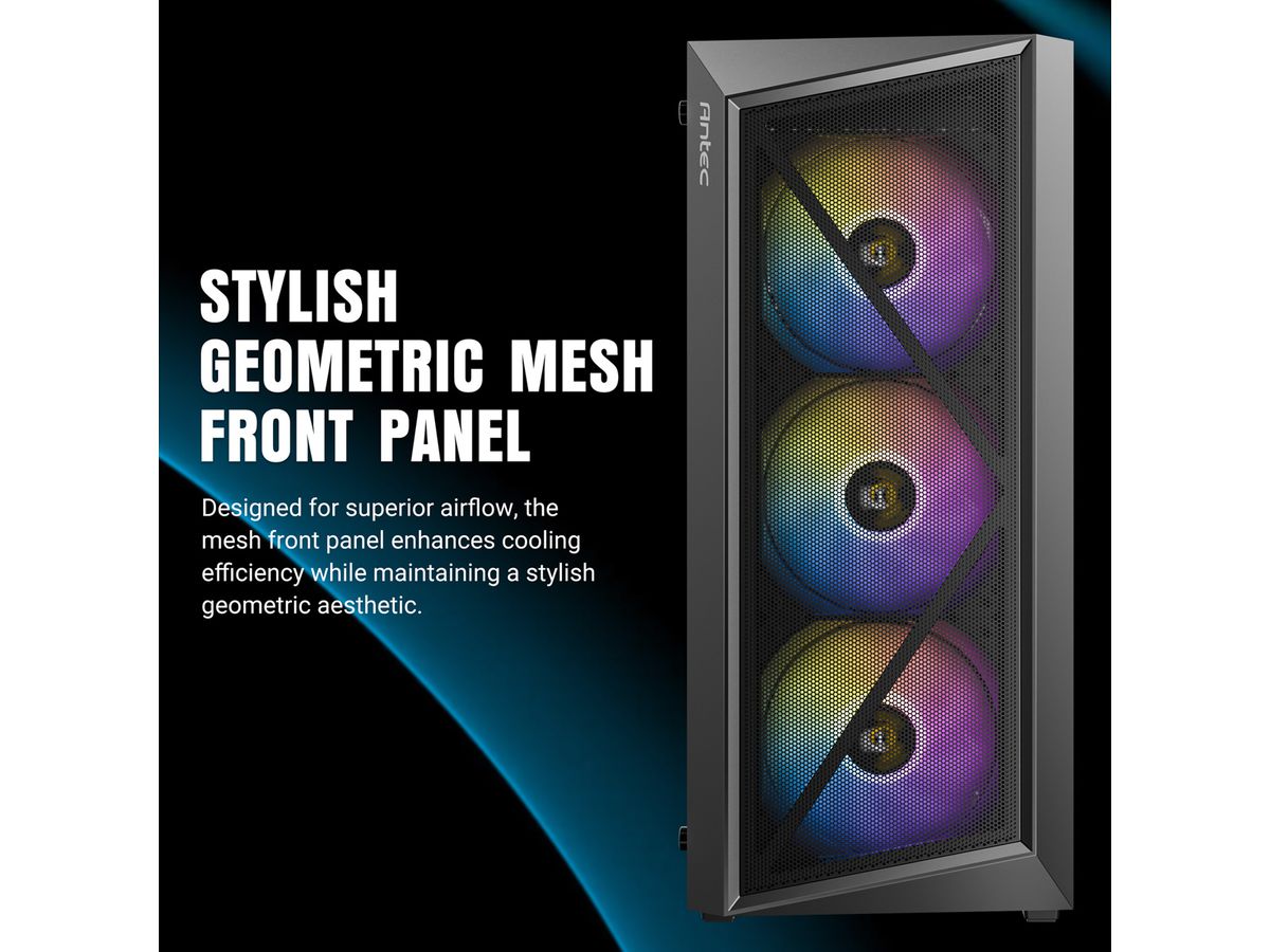 ANTEC AX67 ARGB PC Case Midi Tower Gaming ATX, black