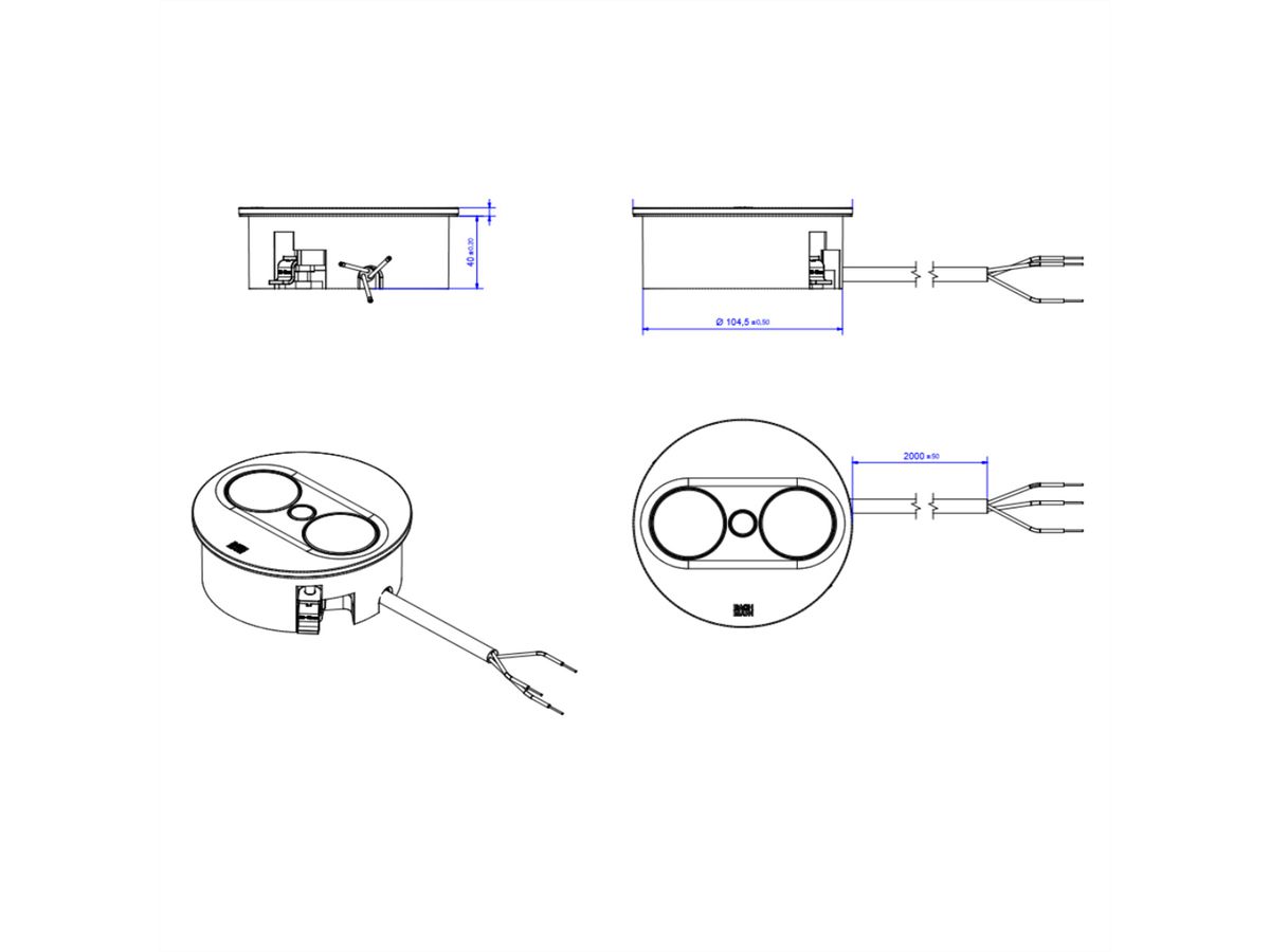 BACHMANN TWIST 2 2xUTE 2.0m AEH RAL9010 30GE round