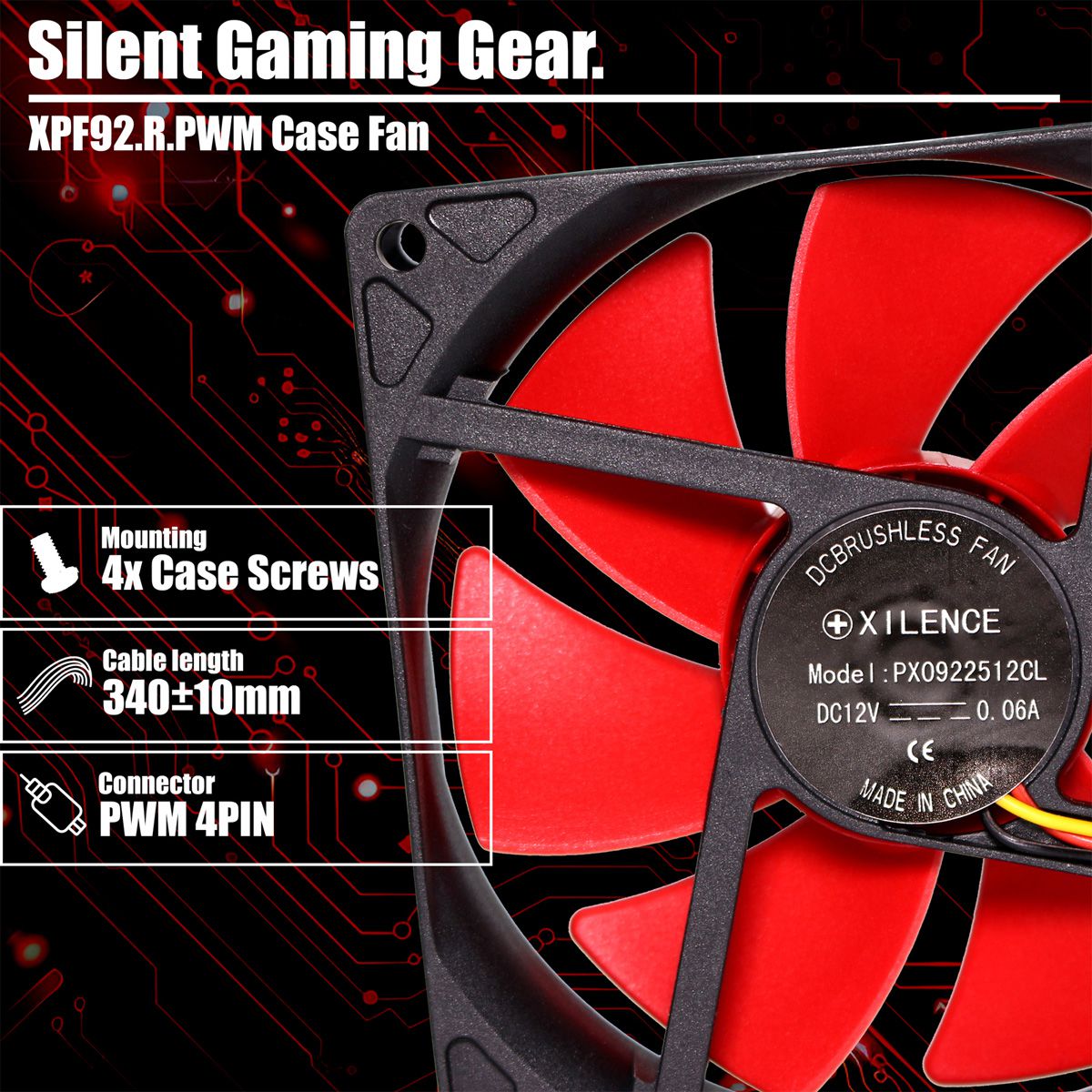 Xilence XPF92.R.PWM 92mm PWM Case Fan, 4PIN
