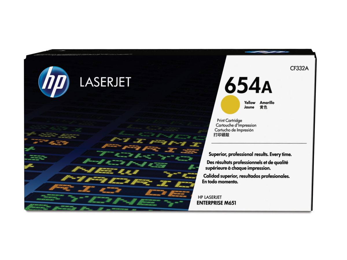 HP 654A originele gele LaserJet tonercartridge