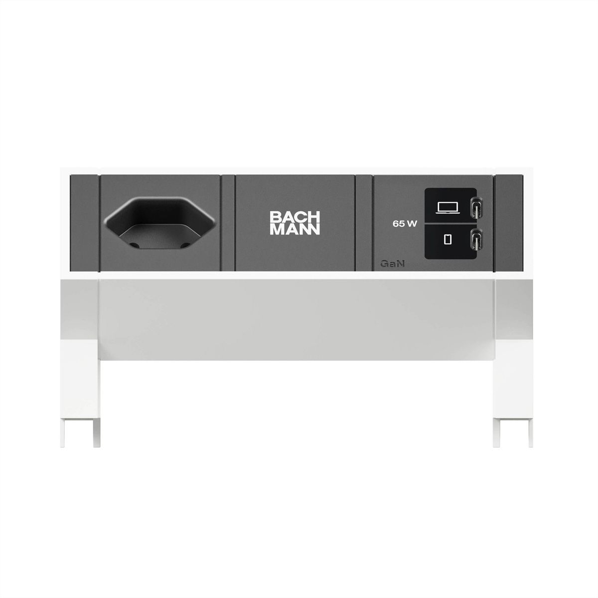 BACHMANN DESK2 1xCH 90° 1xUSB C/C 65W, L=0.2m RAL9010