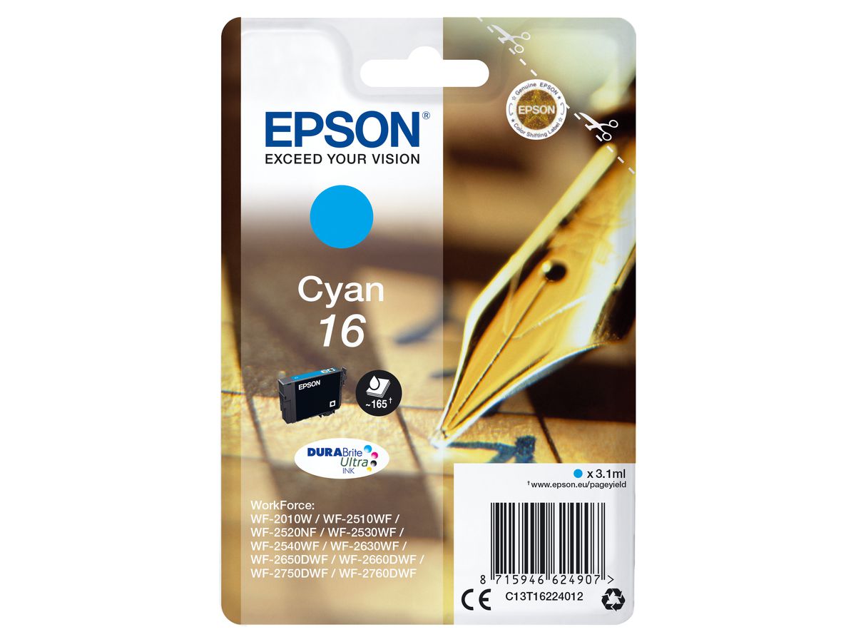 Epson Singlepack Cyan 16 DURABrite Ultra Ink