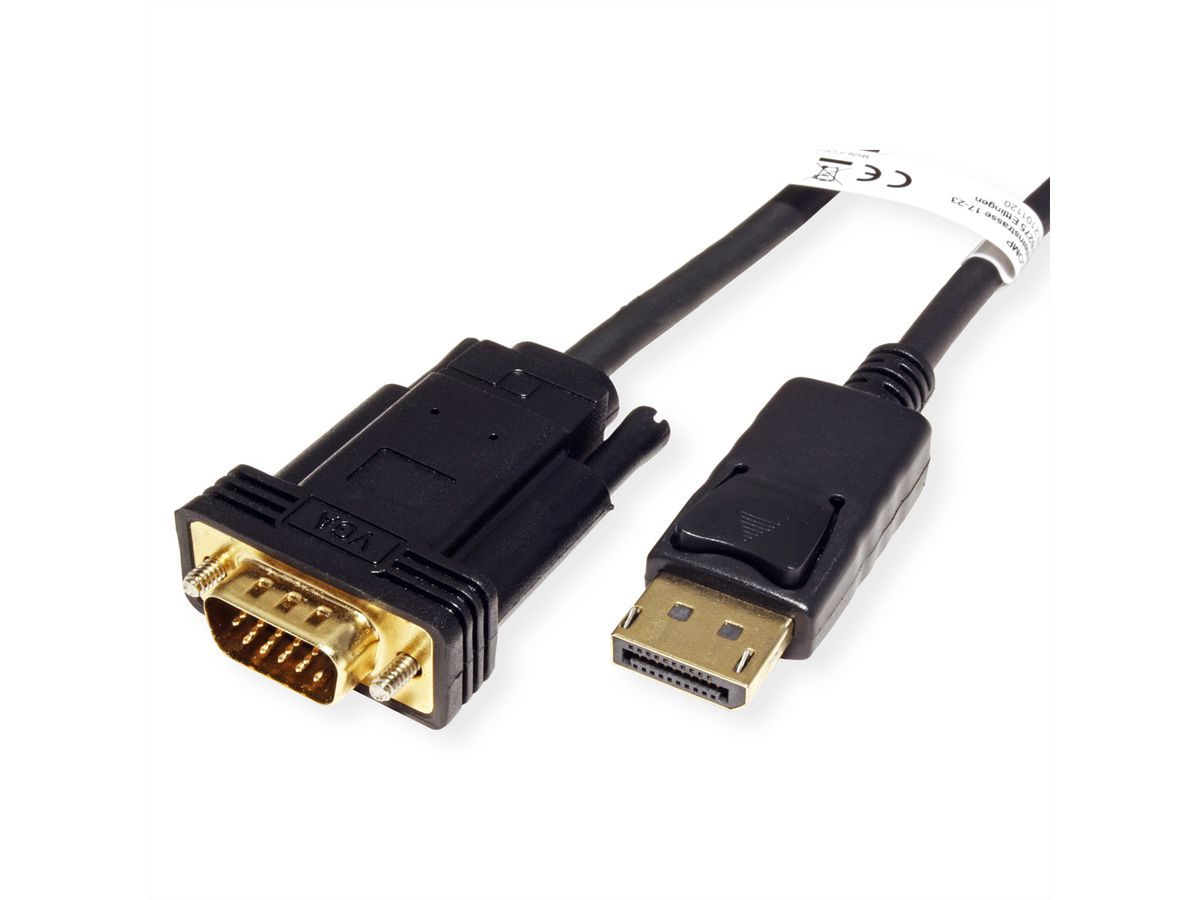 ROLINE DisplayPort VGA kabel, DP M - VGA M, zwart, 3 m